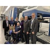 (Left to right) Sam Pernice, Koenig & Bauer Director of Sales & Service for the MetalPrint Division; Rick Huether, President and CEO of ICC; Ryan Huether, COO of ICC; Doug Huether, Chairman Emeritus of ICC; Cathy Huether McClelland, family member and shareholder; Mac McClelland, shareholder of ICC; and Pekka Hobbeling, Managing Director of Koenig & Bauer MetalPrint.