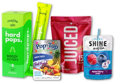 Among TopPop’s offerings are adult ice pops in flexible sachets and juice and water products in stand-up pouch packaging.