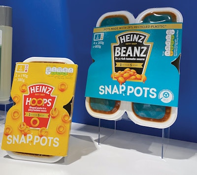Berry Snap Pots as seen late last year at PACK EXPO. The material used for the pots is originally sourced from Tesco-collected flexible films that have been chemically (advanced) recycled.