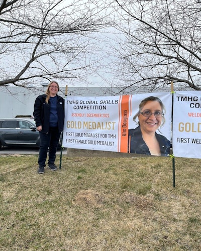 Toyota Material Handling associate Kim Douglass became the first woman to ever medal in the Toyota Material Handling Group (TMHG) Global Skills Competiton, finishing in 1st place.