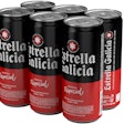 Dots of adhesive at each joint between the six cans in a 6-pack obviate Estrella Galicia's legacy paperboard multipacks.