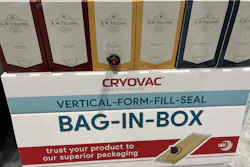 Bag-in-box wine pack formats that have been digitally printed with watermarks that are readable by consumer smartphones were a big splash item at the Sealed Air booth at PACK EXPO.