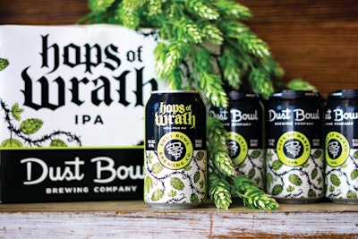 The cleverly named Hops of Wrath IPA was the first beer produced by Dust Bowl Brewing Co., a nod to Steinbeck’s novel The Grapes of Wrath, about the historical Dust Bowl.