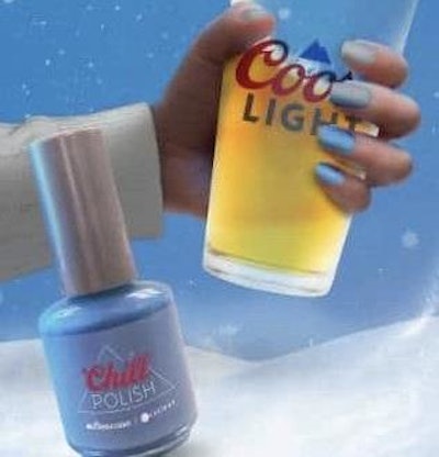 Coors Light's Chill Polish changes colors like the brand's cans.