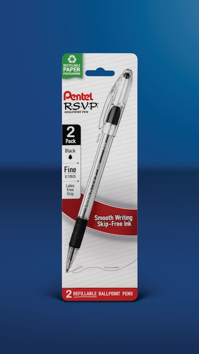 The card backing, which acts as the consumer-facing front of the pack on a retail peg, is a 20-pt. C2S SBS that’s offset printed in a four-color process.