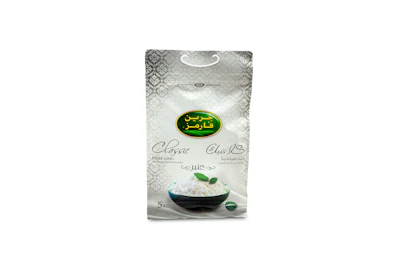 Silver Award—Packaging Excellence—Okam Rice Recyclable Flat Bottom 3D Pouch, 5 kg, Integrated Plastics Packaging.