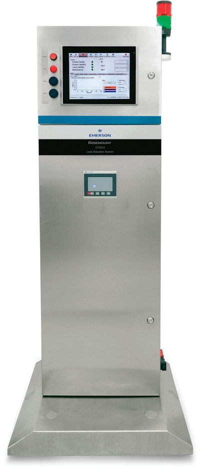 Emerson’s Rosemount CT4215 packaging leak detection system achieves 100% product leak testing at very high line speeds.