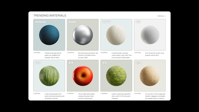 Included on the platform are more than 100 materials, searchable by their attributes.