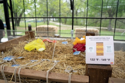 One of the processes being used to test materials at the learning center is hot composting, which simulates the high-heat conditions found with industrial composting.