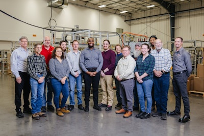 At the USS facility in Owings Mills, Maryland: Jay McNeil (left) and Doug Schuchart (right) of Beckhoff meet with the machine building experts at United Sortation Solutions, part of Honeywell Intelligrated.
