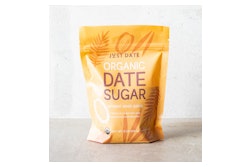 The new 12-oz package for Just Date’s Organic Sugar is a flexible, stand-up pouch made up of HDPE, 40% of which is recycled content, and PET, made up of 90% rPET.