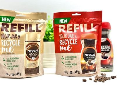 Nestlé U.K. is launching refill pouches for two of its instant coffee products.