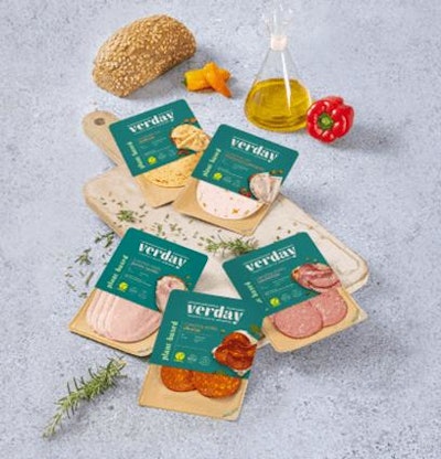 Noel Alimentaria's Verday plant-based meat product range is now packaged in paper-based trays.