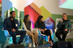 From l. to r., Mesbah Sabur of Circularise, Liz Corbin of Materiom, Claire Rampen of Reath, and Patrick Teyssonneyre of Xinterra, share their innovations during a Technology Showcase, ‘Digital Solutions Supporting Efficiencies in Materials,’ at the Rethinking Materials Summit.