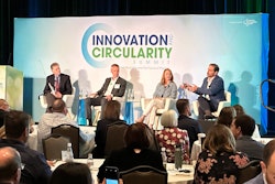 (from left) Ron Cotterman, VP, Global Corporate Affairs, SEE; Dr. Jan Henke, Director, ISCC; Diane Marret, Sustainability Director, Consumer Packaging NA, Berry Global, Inc.; and Matt Rudolf VP, International Business Development, SCS Global Services