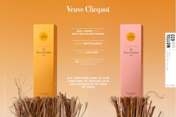 Following two years of R&D, in summer 2022, Veuve Clicquot replaced its existing 100% virgin fiber paper and paperboard gift box with one made from 50% recycled paper and 50% hemp.