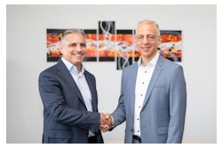 Managing Director Roland Schreiner (right) welcomes Brian Zumbolo as the new President of Schreiner Group LP in the USA.