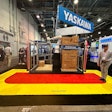 Memco's Peter Tosh demonstrates sensor-based gate perimeters, and their speed-reducing affects on the 30-kg payload Yaskawa collaborative palletizing robot demonstrated live, without physical caging.