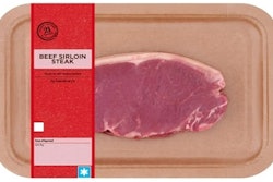 Sainsbury's new board-based steak trays reduce plastic by 70% compared to the previous pack.