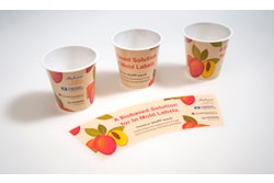 Samples of recyclable mono-material packaging containers.