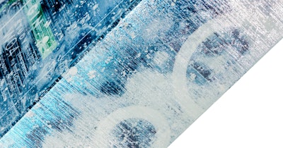 The frosty texture on the carton was achieved with structural varnishing.