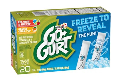 General Mills' new Yoplait Go-Gurt Freeze to Reveal packaging uses temperature-sensitive inks.