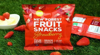 New Forest Fruit's new dried strawberry range will be packaged in compostable packaging from Parkside Flexibles.