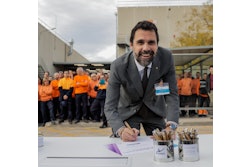 The Minister of Employment in Catalonia, Roger Torrent attends the breaking ground ceremony for AkzoNobel’s new production centre for bisphenol-free coatings, which will support stringent bisphenol regulations in force in Europe.