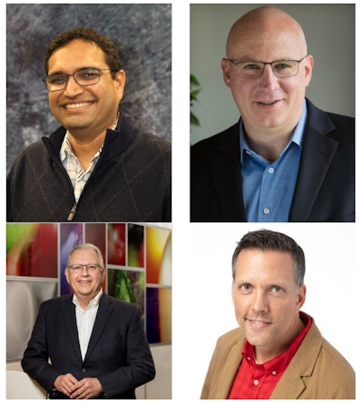 Clockwise from Top Left: Pavan Heda, PhD, vice president, global trade controls and enterprise supply chain PMO, Johnson & Johnson; Todd James, chief data and technology officer, 84.51°, Kroger; Mike Stigers, president, Wakefern Food.; Kraig Narr, senior vice president, global supply chain and logistics, Target.