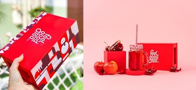 The illustrations on the holiday packaging for Feel Good Tea lean into the flat graphics trend. Image credit: Design by Raveart for Feel Good Tea