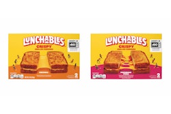 The Lunchables Grilled Cheesies product is available in two varieties, Original and Pepperoni Pizza, both featuring Kraft Singles American cheese.