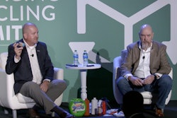 Jeff Snyder of Rumpke (left) and Mark Agerton of P&G (right) explain their unique value chain collaboration in ensuring P&G haircare products are not only technically recyclable, but likely to be recovered and returned to circulation.