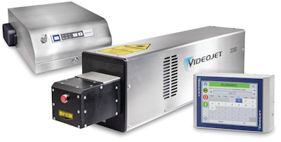 Videojet Technologies’ new Videojet 3350 and Videojet 3350 Smart Focus 30-watt CO2 laser marking systems print text, barcodes, graphics, and other information at speeds up to 2,000 characters/sec.
