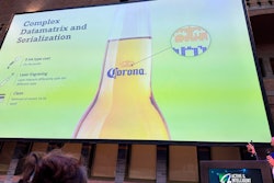 AlmaScience solves for AB InBev's desire for semi-serialization using datamatrix codes built right into Corona beer logos laser etched into the glass.