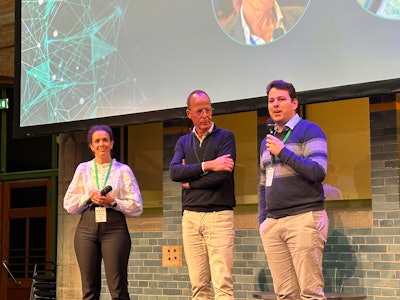 (from left) Farida Bensadoun, global engineer, packaging innovation, AB InBev; Eef de Ferrante. managing director, AIPIA; and Luiz Andre Correa, global manager, supply chain of the future (digital innovation), AB In-Bev