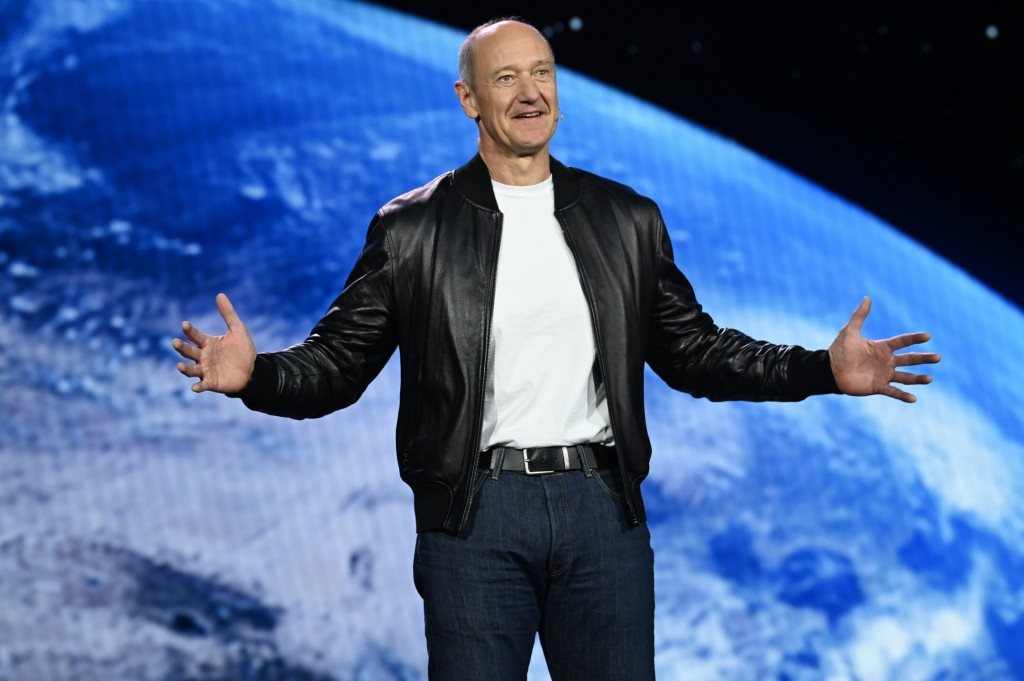 Siemens CEO Roland Busch delivers a keynote at CES 2024.