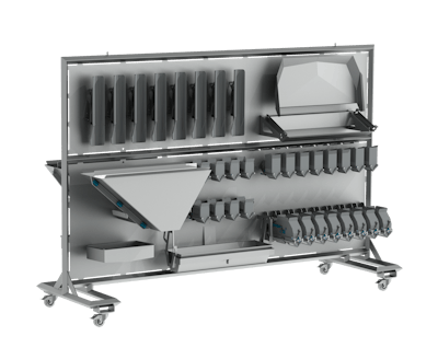 Tool-free mounting and dismounting at the Washdown Trolley.