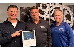 Viking Masek Robotics & Automation Founder and CTO Paul Szeflinski with Kim Noller and Scott Filter of SICK.