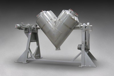 Model VB-60-SSIS Vee-Cone Blender achieves uniform blends more gently, sanitizes more rapidly, and discharges more thoroughly using less energy than agitated blenders.