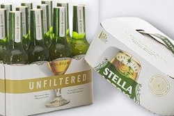 Stella Artois' new bottle case features perforation to allow the pack to split into a tray.