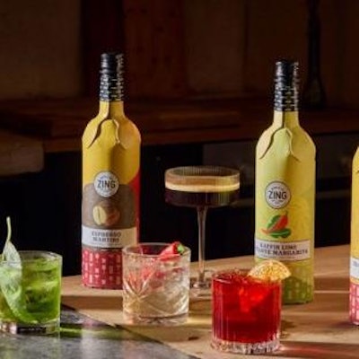 World of Zing's new paper RTD cocktail bottles use 77% less plastic than traditional plastic bottles.
