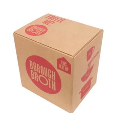 Borough Broth has switched to paper-based thermal packaging that adds sustainability and allows for custom-printed branding.
