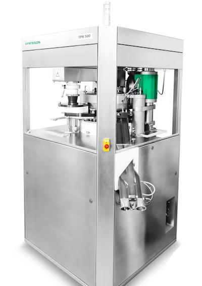 The TPR 500 tablet press can produce more than 400,000 tablets per hour in a wide variety of sizes and shapes.