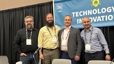 From left, Moderator: Chris Wirth, VP of market development, The Recycling Partnership; Chase Brumfield, site reliability engineering manager, AMP Robotics; Matt Cougle, COO, Cougle's Recycling; Javier Erazo, district manager, Waste Connections