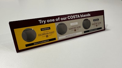 Cartonboard for COSTA Coffee creased on a Highcon Beam with DART tech.