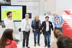 Uwe Melichar (second from right) of the European Brand and Packaging Design Association, curated the private brand owner tour of drupa for Touchpoint Packaging, a pavilion and topical packaging hub of the show.