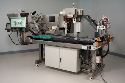 The ProFill SF lip balm filler from Lehnen Industrial Services combines unscrambling, in-parallel filling, cooling, capping, labeling and coding into one compact system.