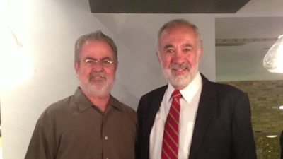 Pat Reynolds (left) and Benny Landa (right) discussed nanographic digital printing in 2013, right before the first commercialization of the tech. Now, more than 60 machines are in market.