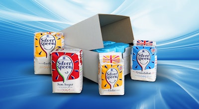 British Sugar’s main product is granulated sugar, shown here in retail bags packed in a retail-ready tray-and-lid package.