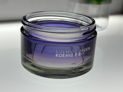 Graduated ink application on a sample cosmetics jar.